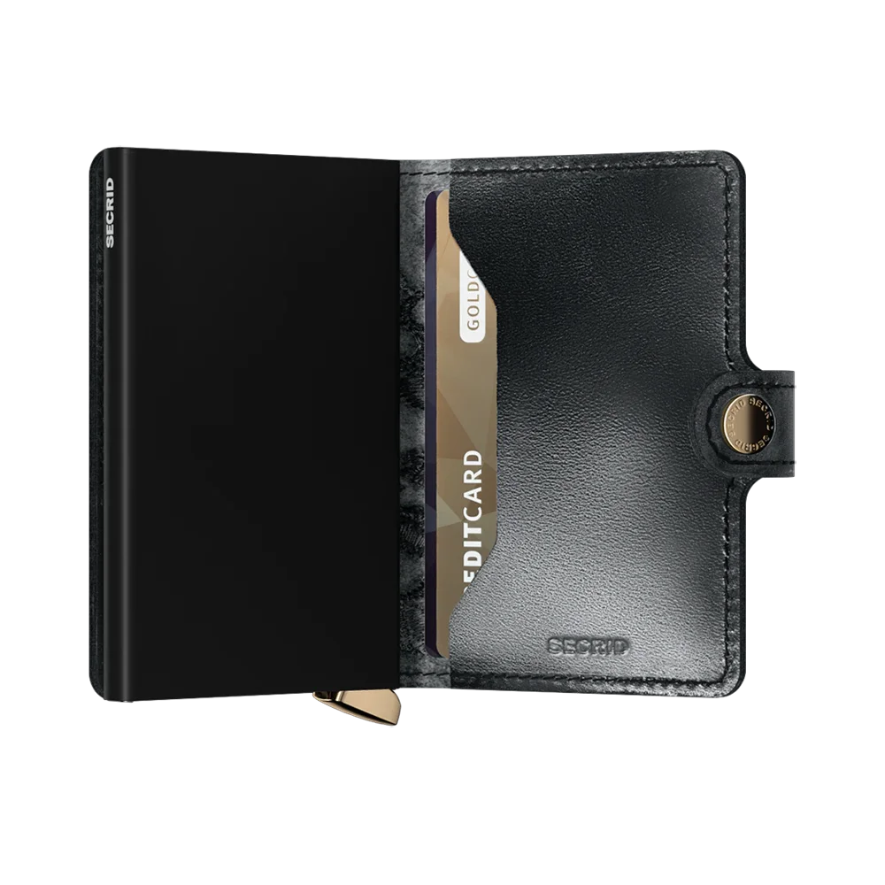 'Secrid Miniwallet - Premium Stitch Floral' in 'Black' colour