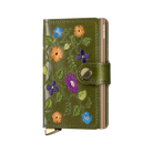 'Secrid Miniwallet - Premium Stitch Floral' in 'Olive' colour