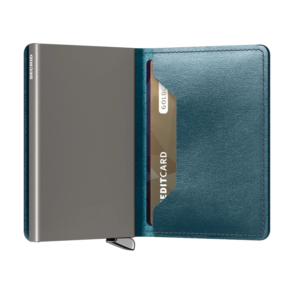 'Secrid Slimwallet - Premium Dusk' in 'Teal' colour