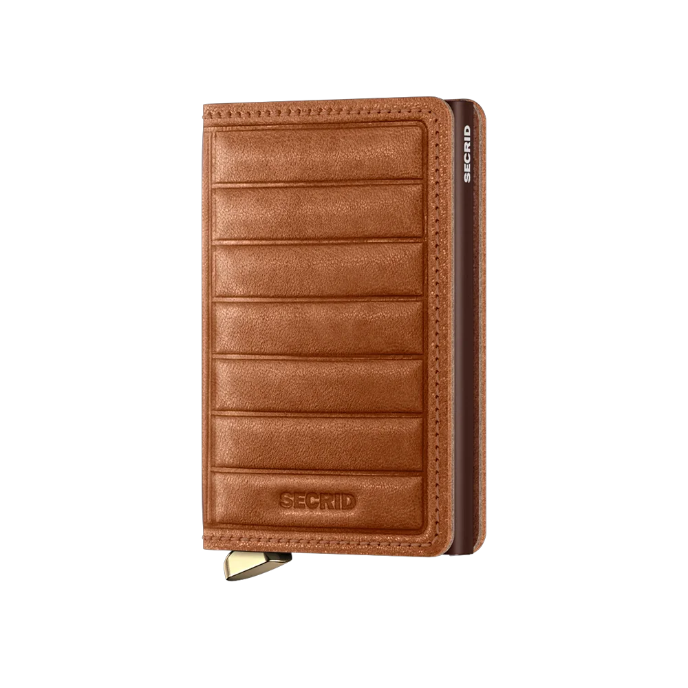 'Secrid Slimwallet - Premium Emboss Lines' in 'Cognac' colour