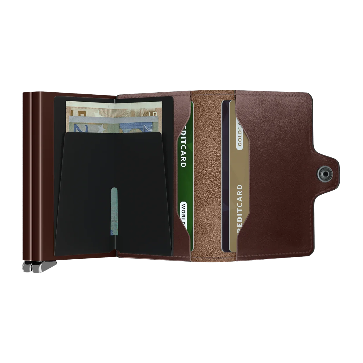 'Secrid Twinwallet - Premium Dusk' in 'Dark Brown' colour