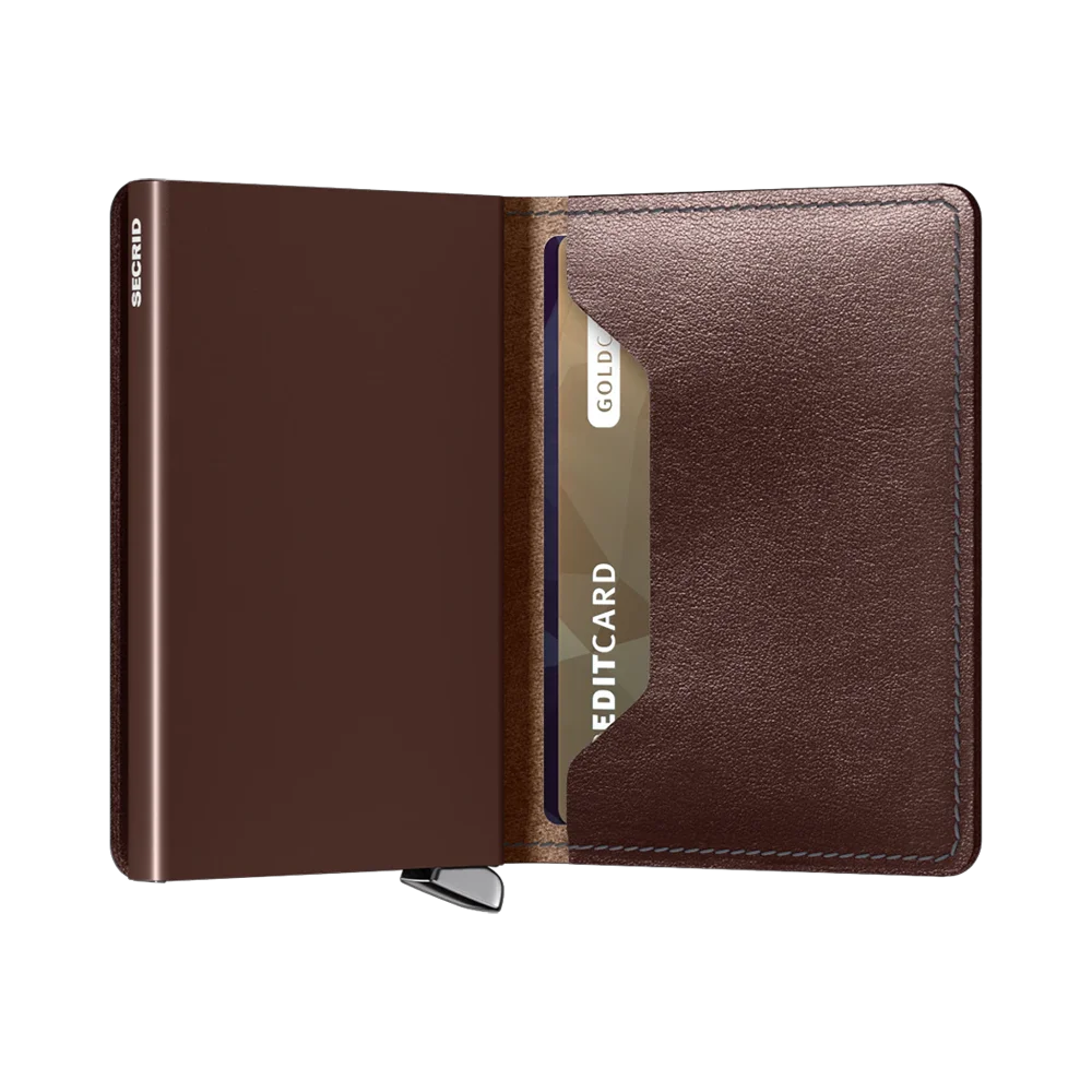 'Secrid Slimwallet - Premium Dusk' in 'Dark Brown' colour