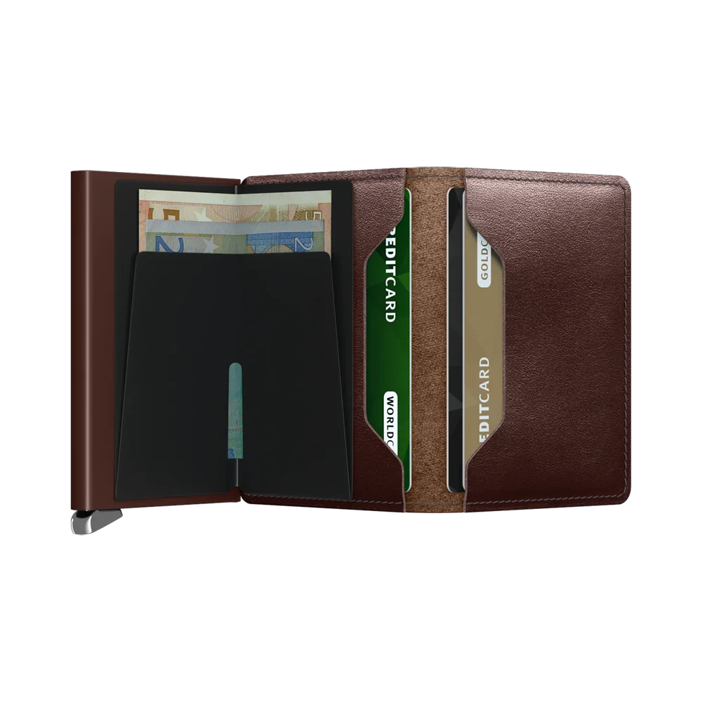 'Secrid Slimwallet - Premium Dusk' in 'Dark Brown' colour