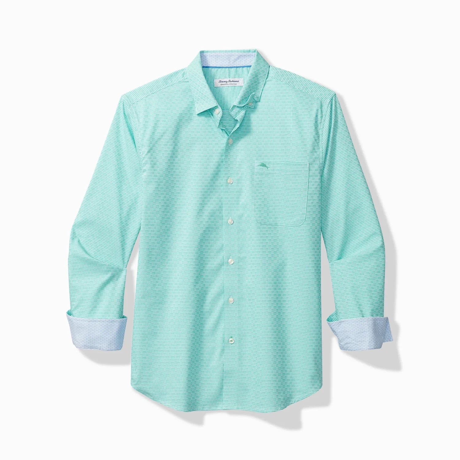 'Tommy Bahama Sarasota Stretch Ventura Isles IslandZone Stripe Shirt' in 'Kohala Teal' colour