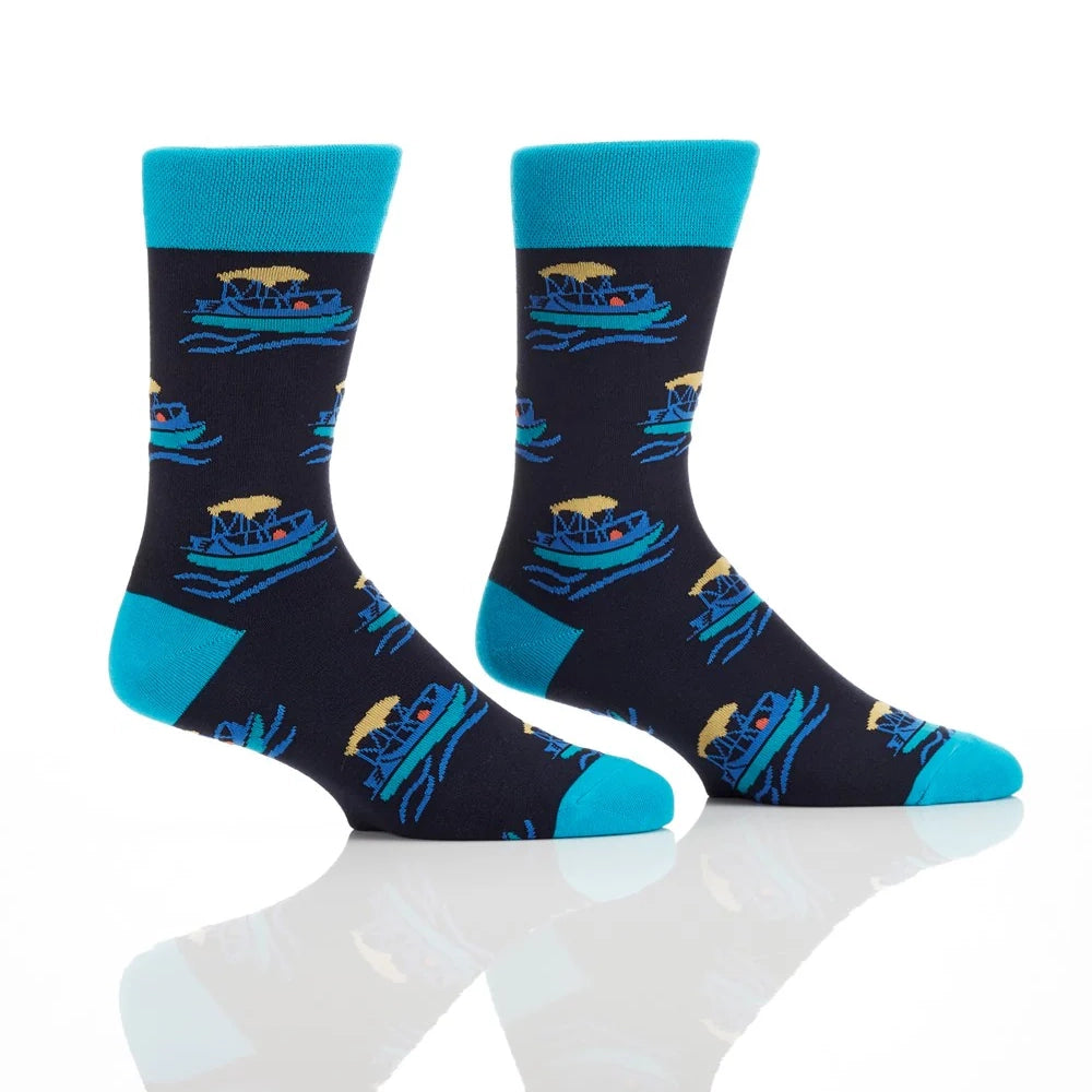 'Yo Sox Boats & Fish Crew Socks' in 'Black' colour