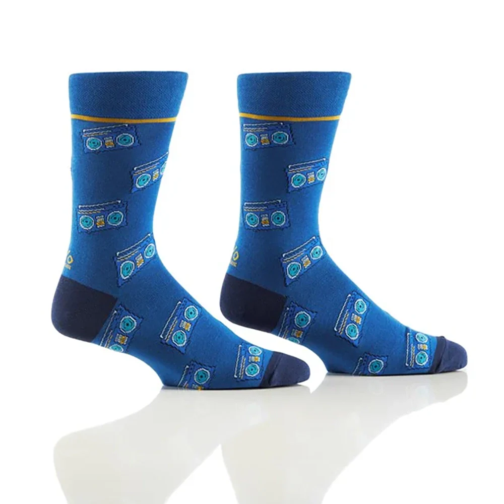 'Yo Sox Boombox Crew Socks' in 'Blue' colour