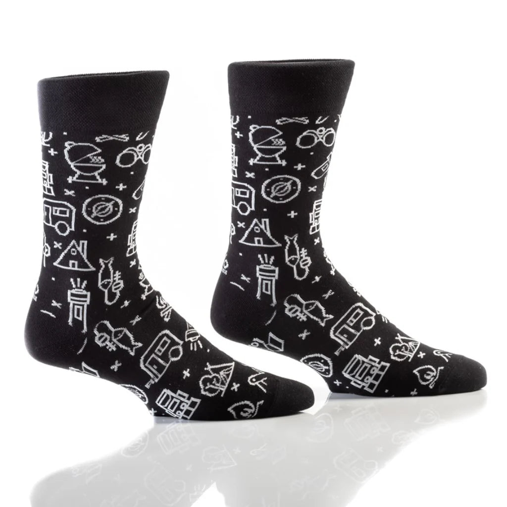 'Yo Sox Campground Doodles Crew Socks' in 'Black' colour
