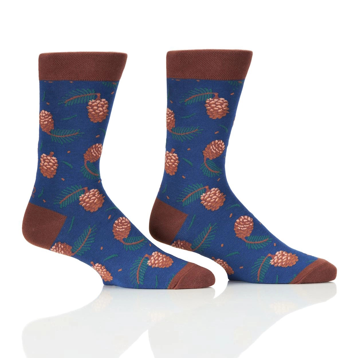 'Yo Sox Pine Cones Crew Socks' in 'Blue' colour