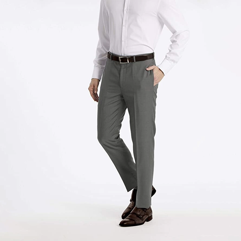 'Calvin Klein Flat Front Dress Pant' in 'Grey' colour