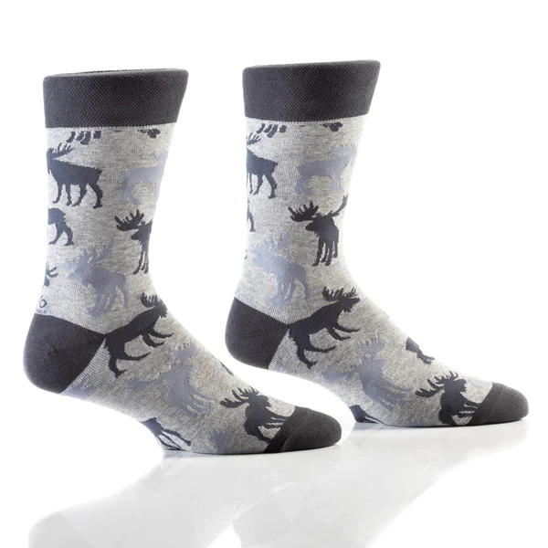 'Yo Sox Grey Moose Crew Socks' in 'Grey' colour