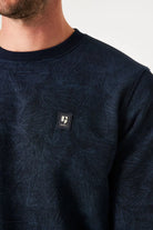 'Garcia O41065 Pullover Sweater with Palm Leaf Pattern' in 'Dark Moon' colour