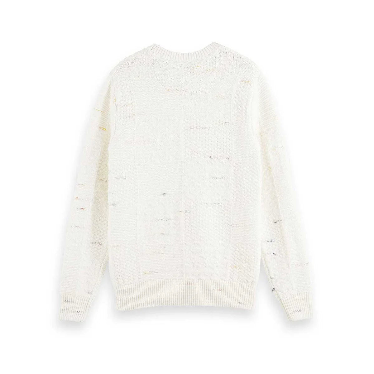'Scotch & Soda Space-Dye Yarn Structured Cotton-Blend Sweater' in 'Off White' colour