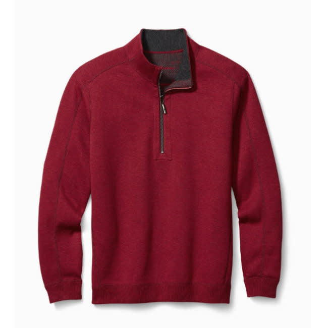 'Tommy Bahama New Flipsider Half-Zip Pullover' in 'Jester Red' colour