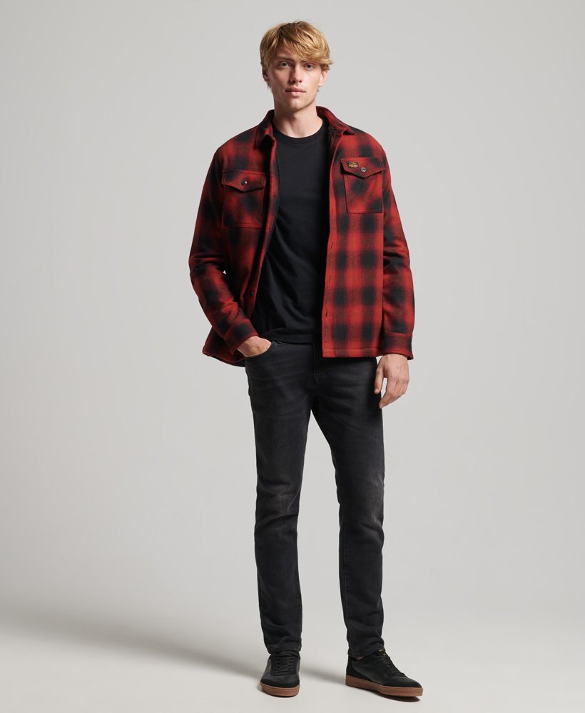 'Superdry Sherpa Lined Miller Wool Overshirt' in 'Red' colour