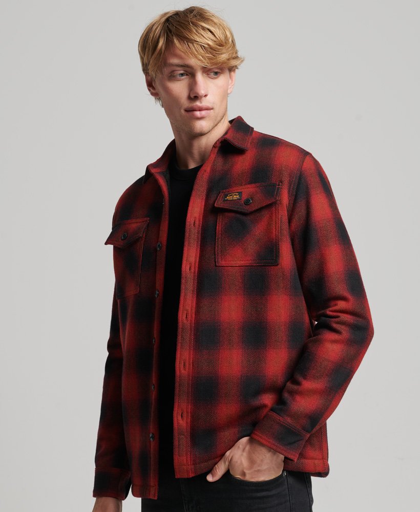 'Superdry Sherpa Lined Miller Wool Overshirt' in 'Red' colour