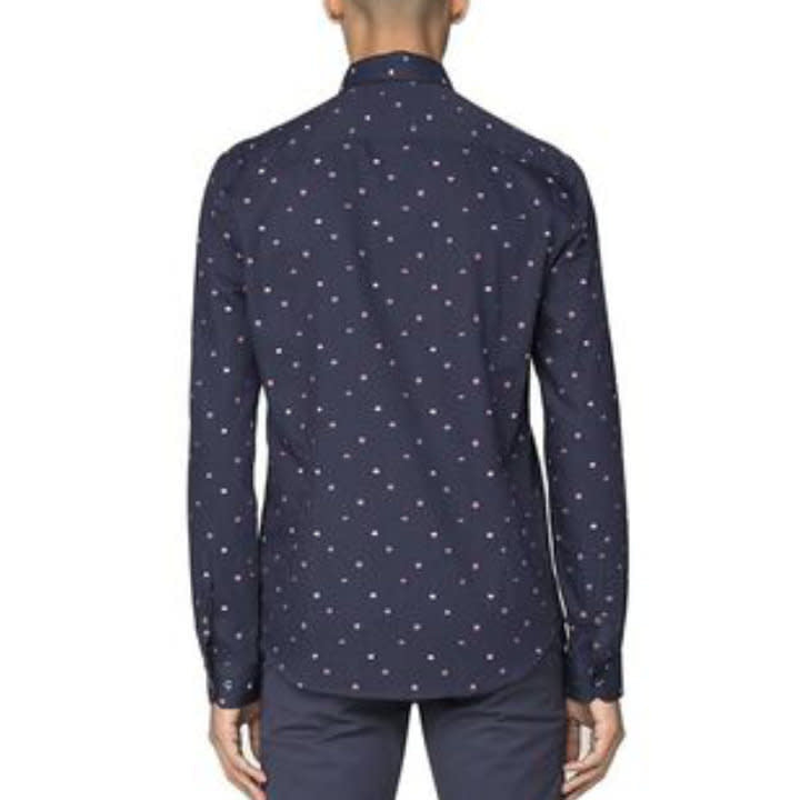 Men's White & Navy Blue Polka Dot Shirt, Ben Sherman