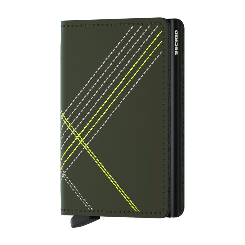 'Secrid Slimwallet - Stitch Linea' in 'Lime' colour